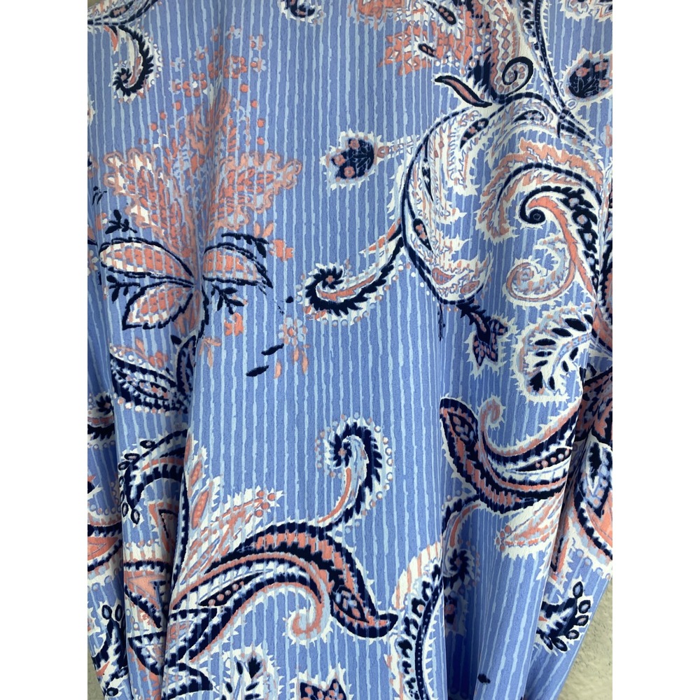NWT Jones New York M Belted Paisley Midi Dress Pastel Blue Pink Pockets Relaxed - Picture 7 of 8